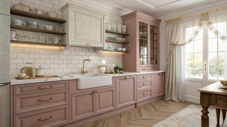 varied pink kitchen designs