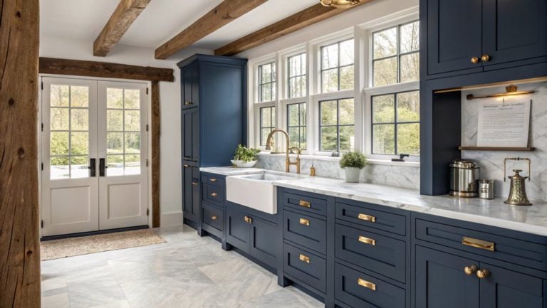 variety of blue kitchens