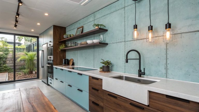 variety of blue kitchens