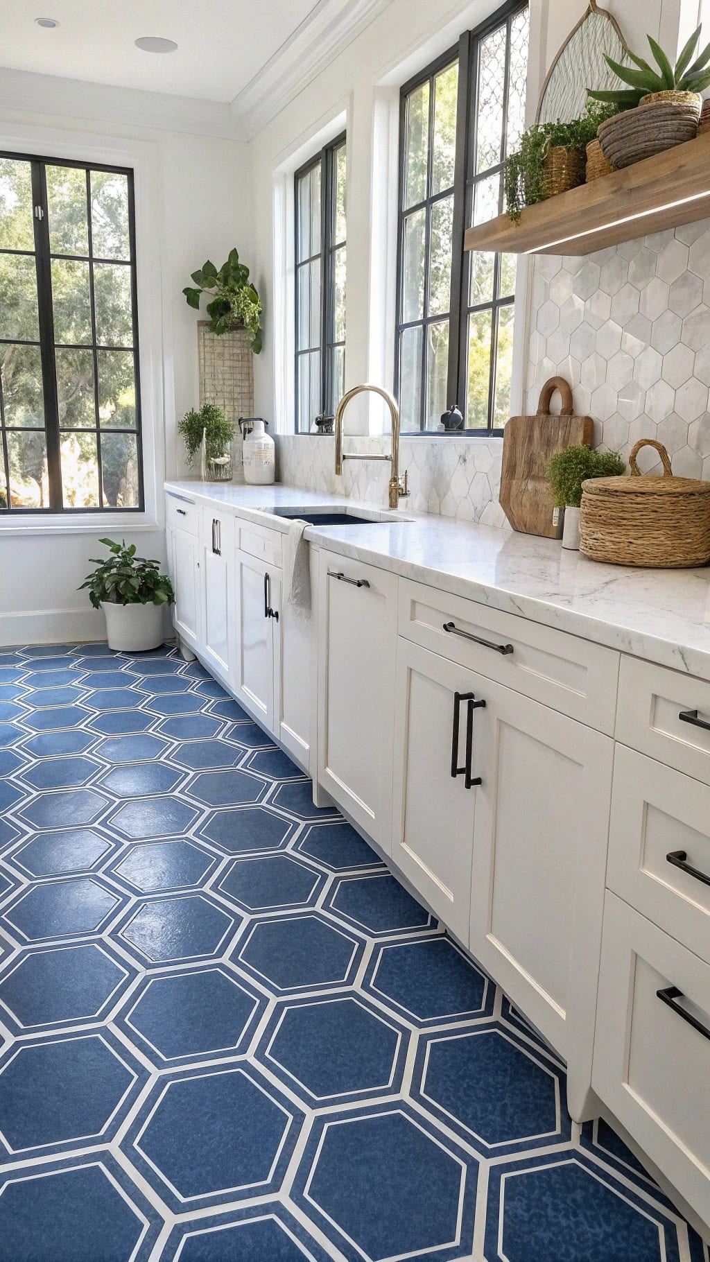 vibrant blue geometric tiles