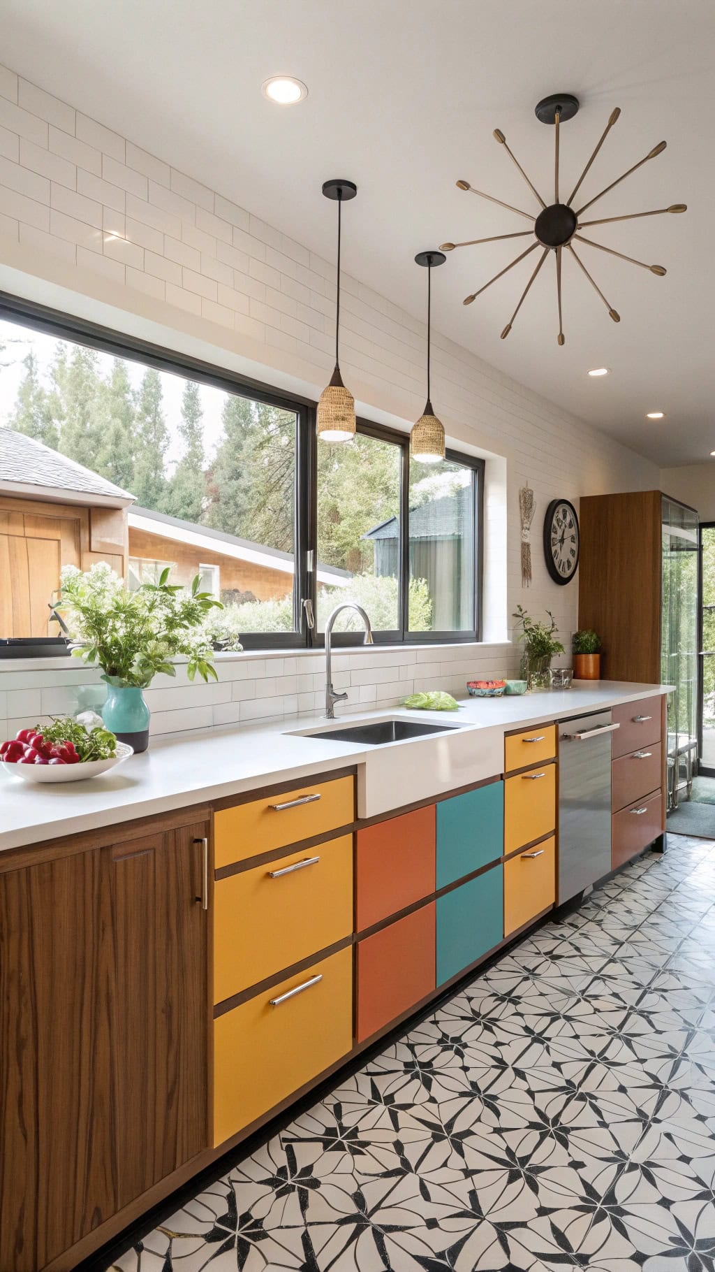 vibrant mid century cabinetry design