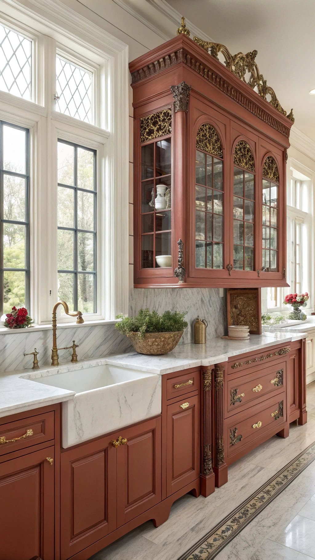victorian crimson kitchen elegance