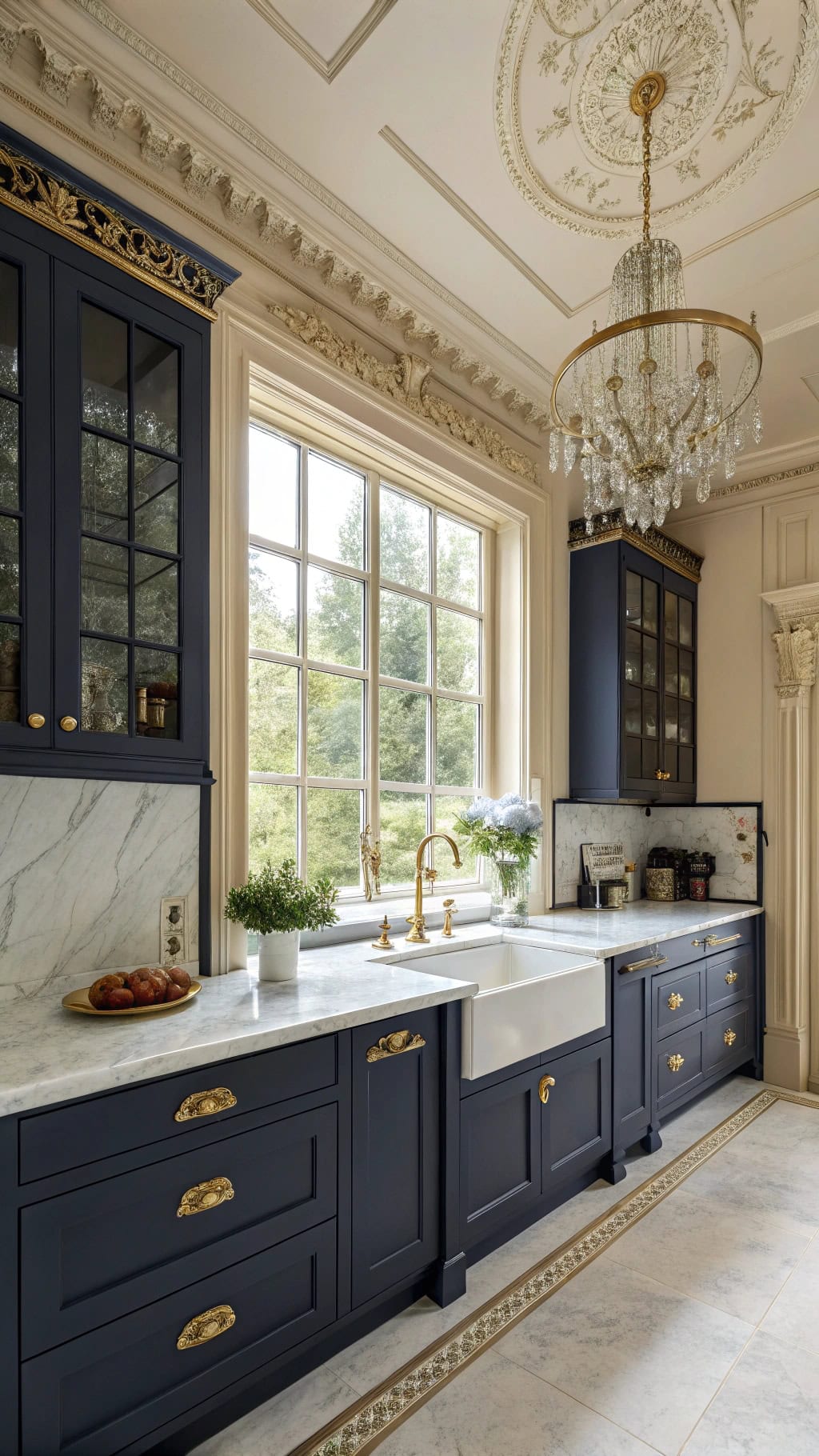 victorian navy kitchen elegance