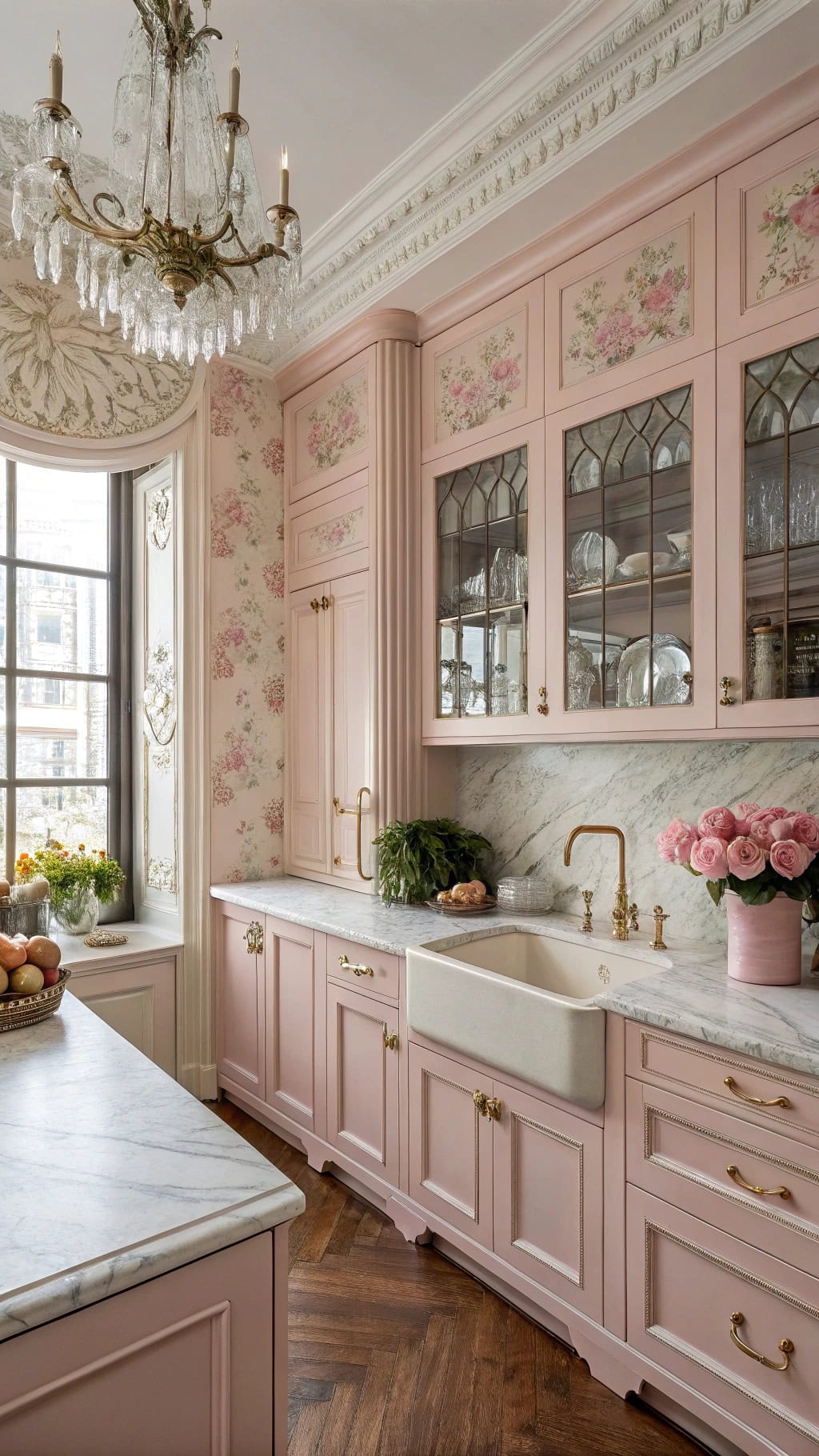 victorian pink kitchen elegance