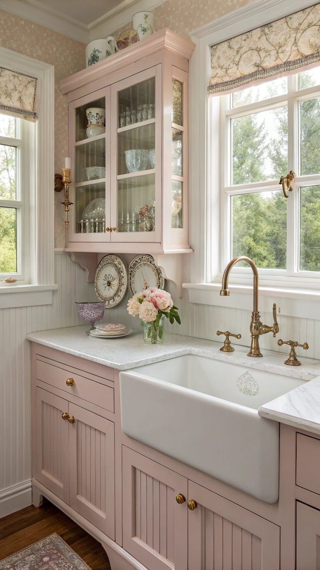 victorian pink wainscoting elegance