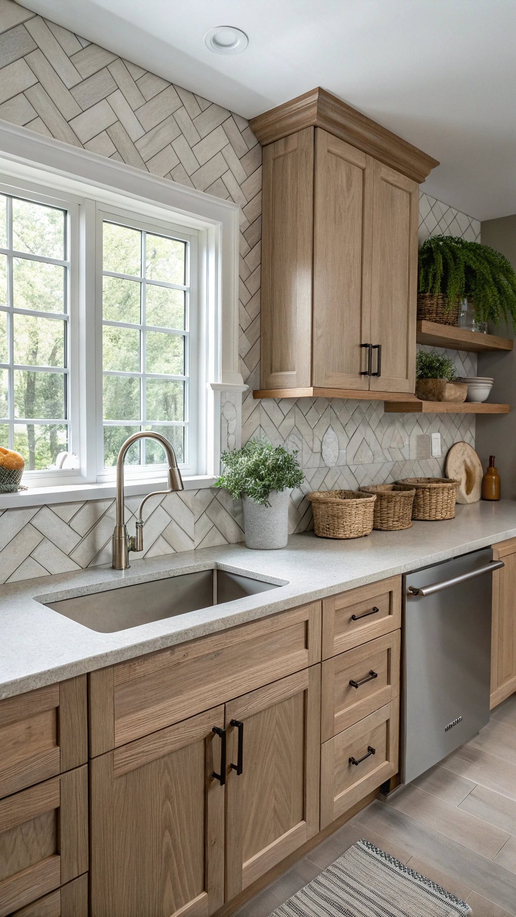 warm gray herringbone elegance