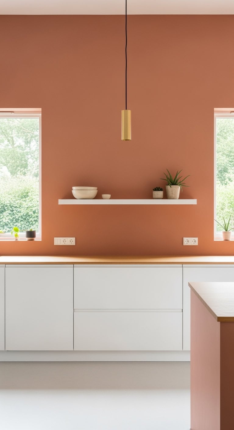warm minimalist terracotta kitchen elegance