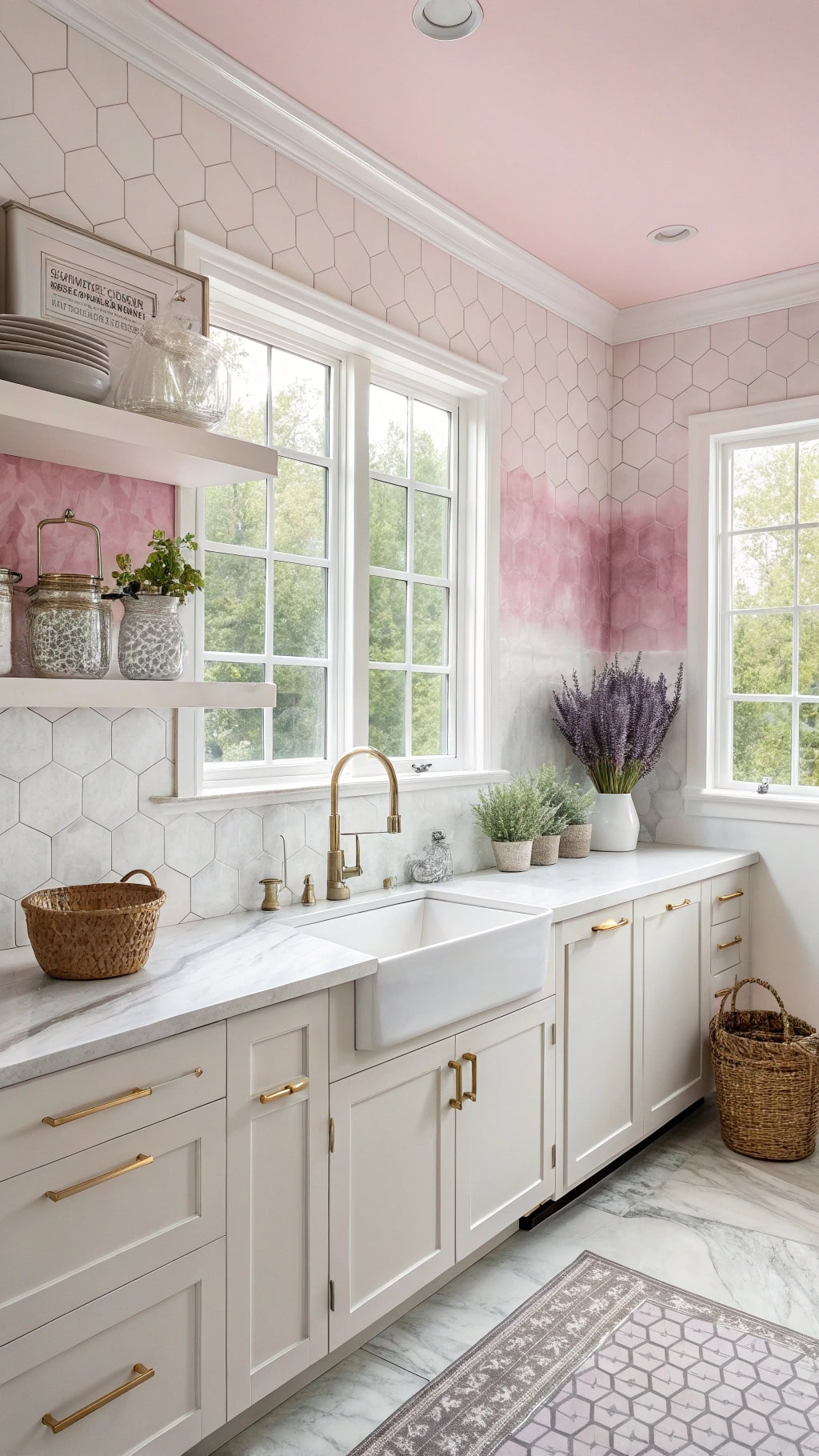 watercolor pink wall charm