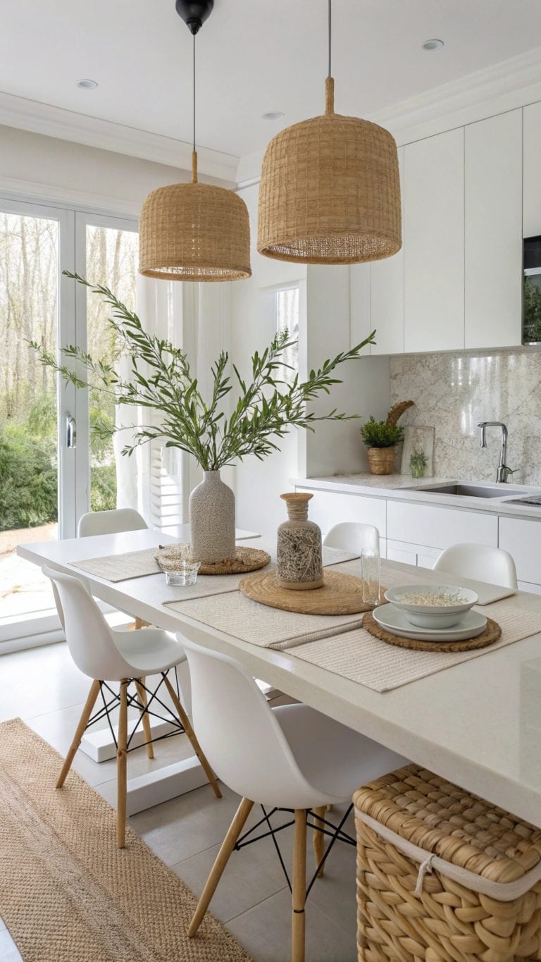white kitchen dining table