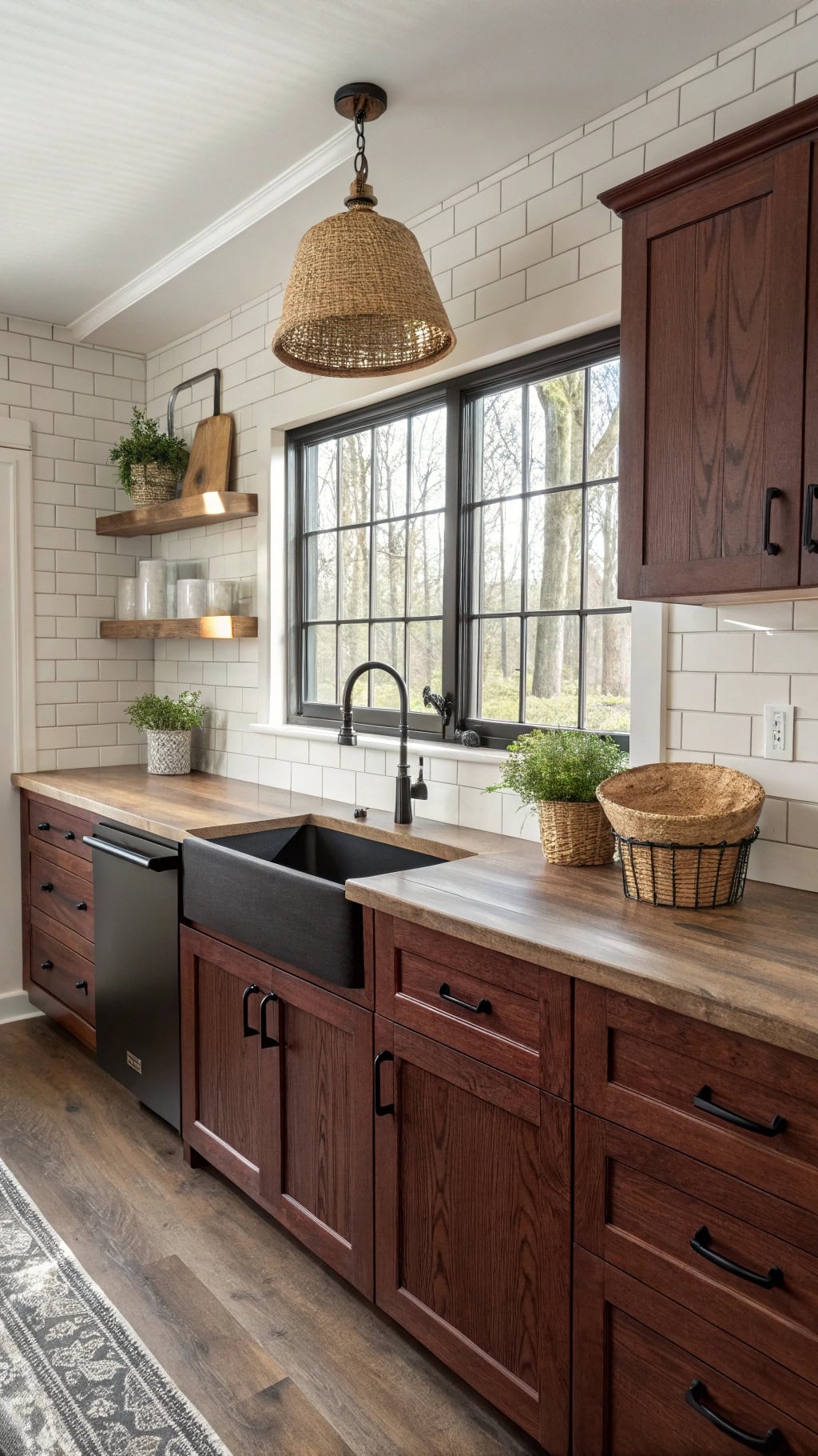 wine stained oak cabinetry elegance