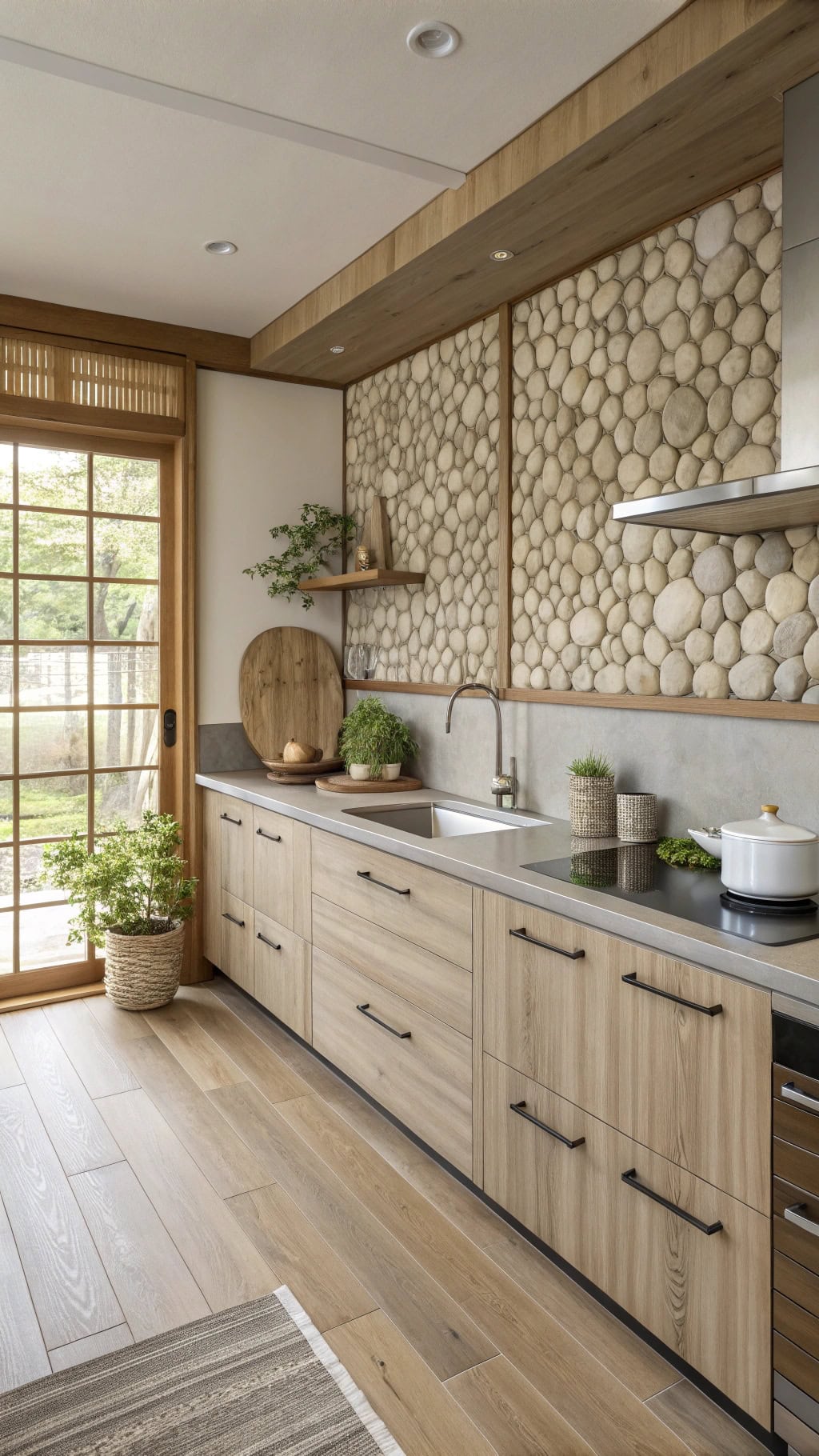 zen pebble backsplash tranquility