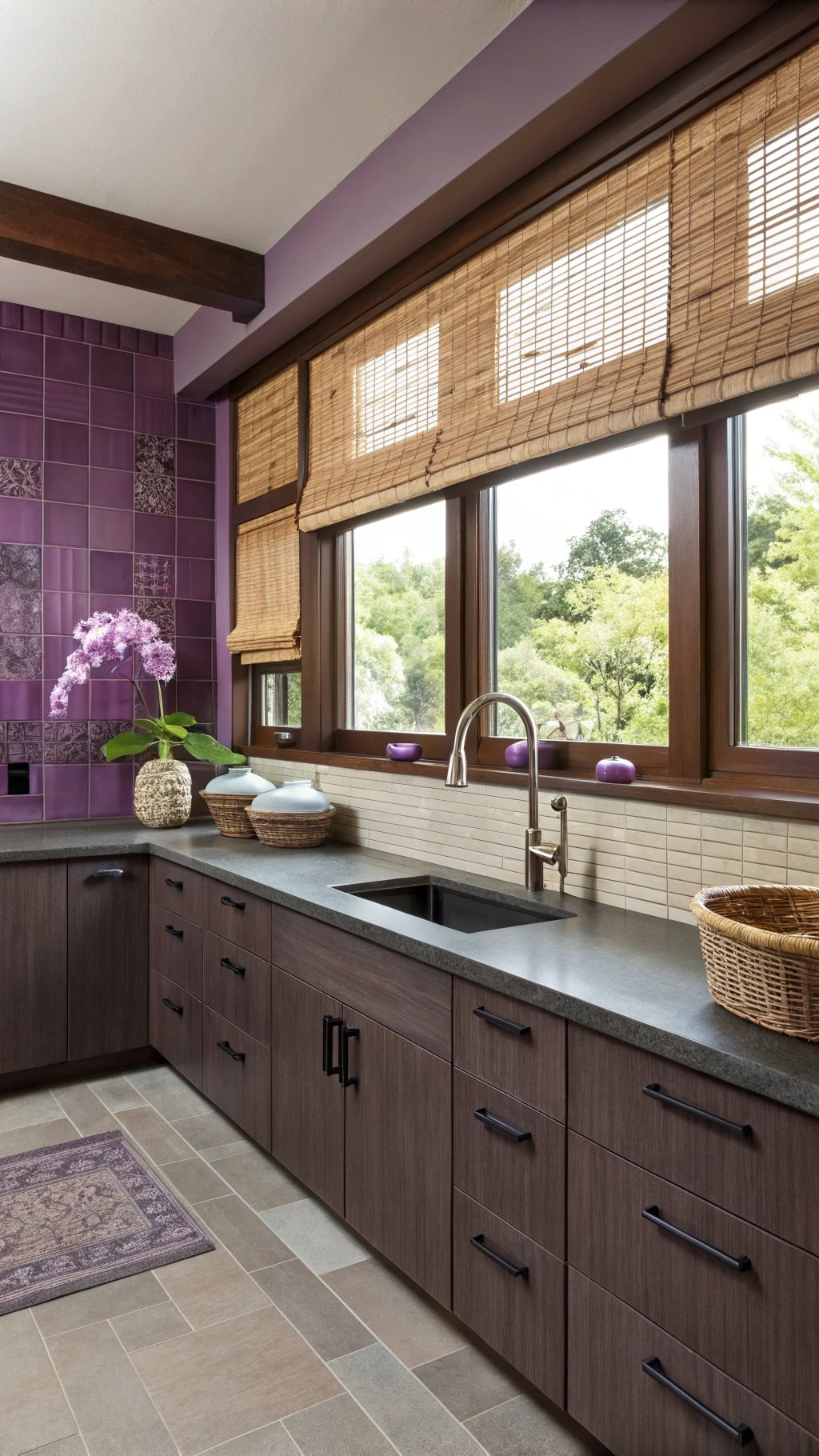 zen purple bamboo kitchen
