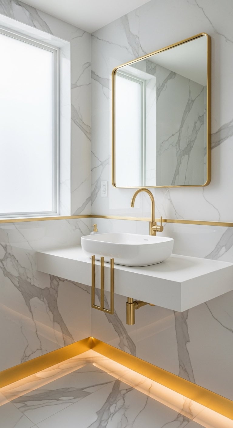 affordable bathroom elegance with golden touches
