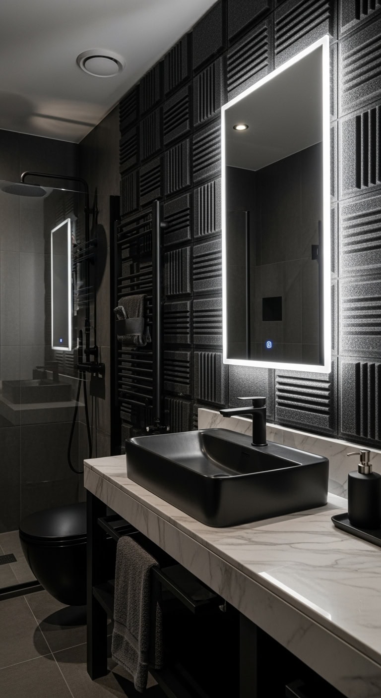 all encompassing dark bathroom