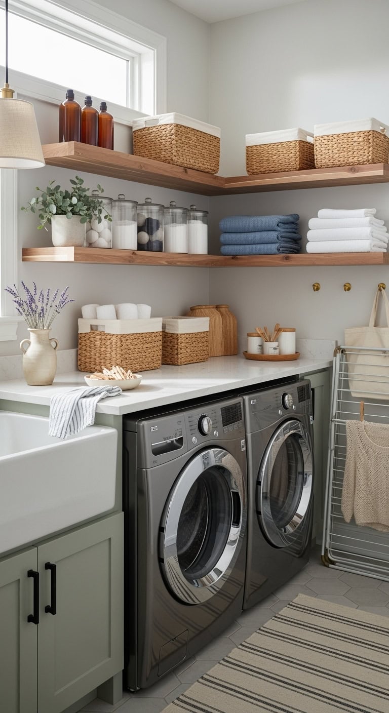 aromatic cedar laundry room shelves