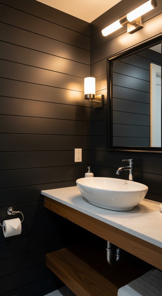 23 Gorgeous Black Accent Wall Bathroom