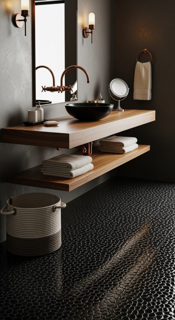 The Black and Brown Bathroom Trend Nobody Admits They’re Obsessed With