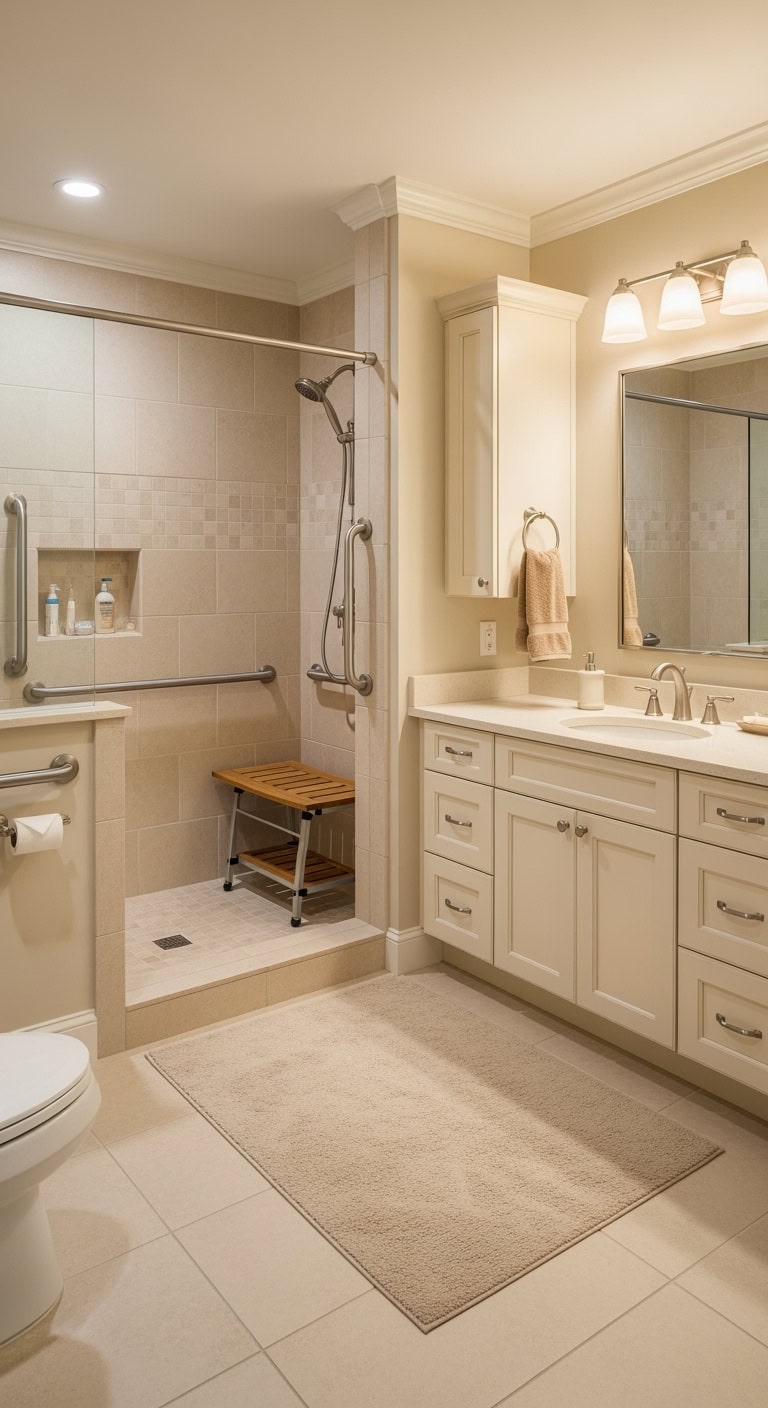 beige bathroom accessibility essentials