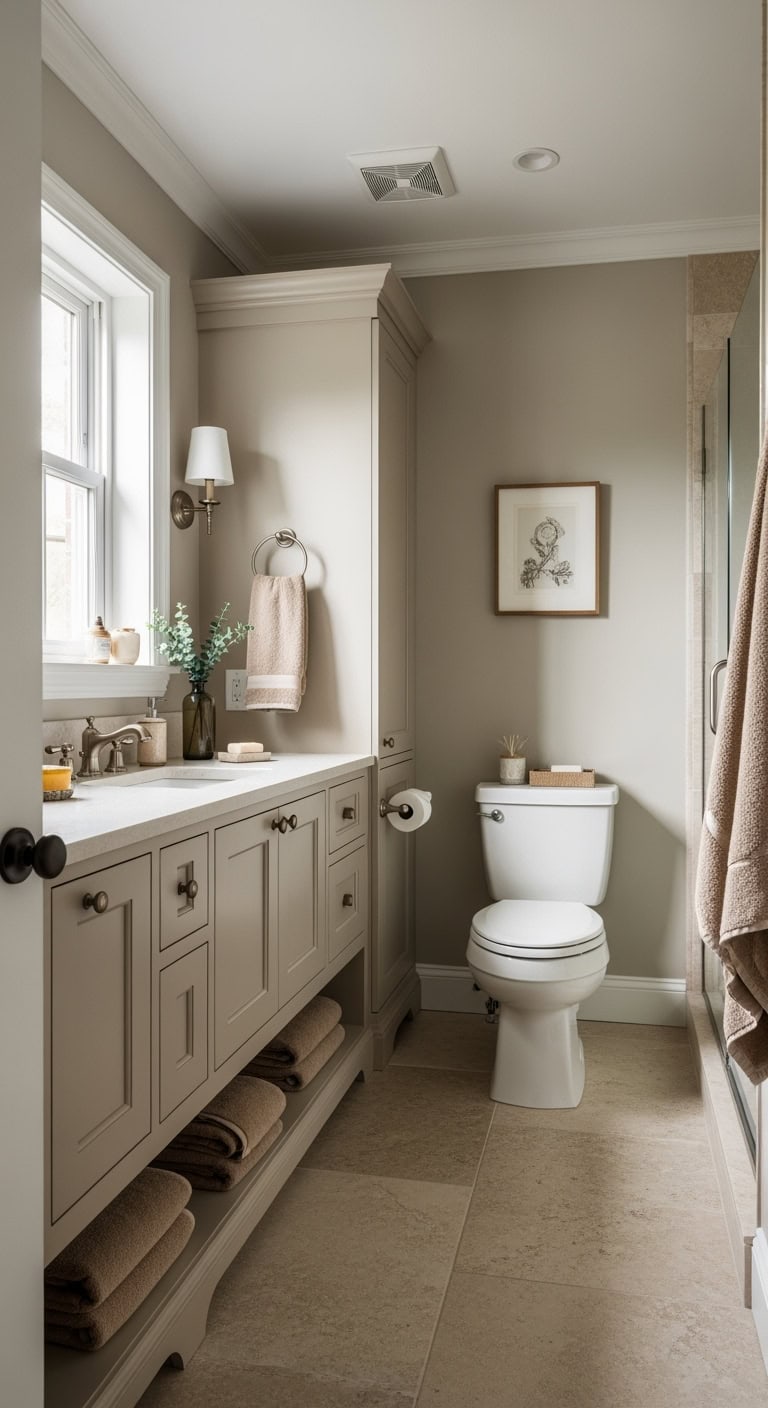 beige bathroom vanity transformation