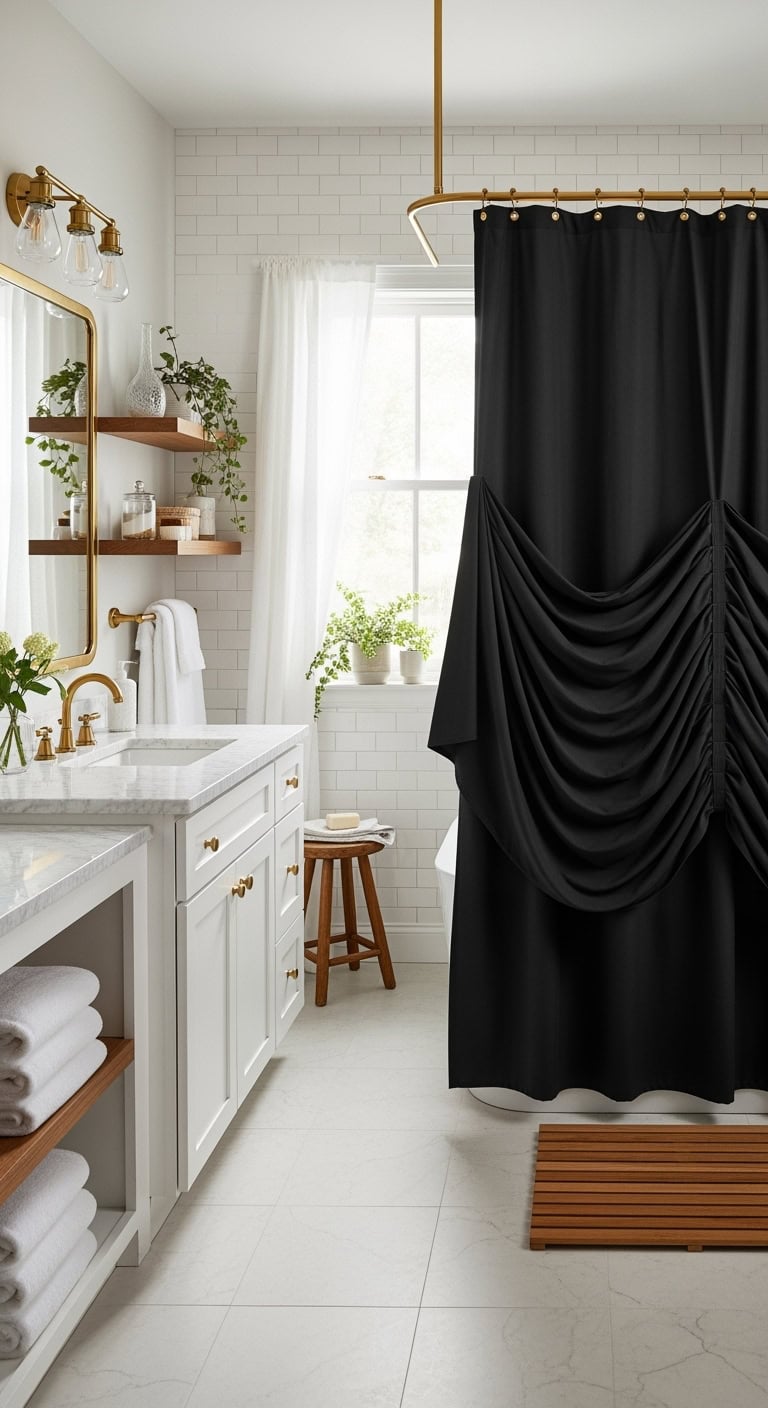 black shower curtain instantly chic