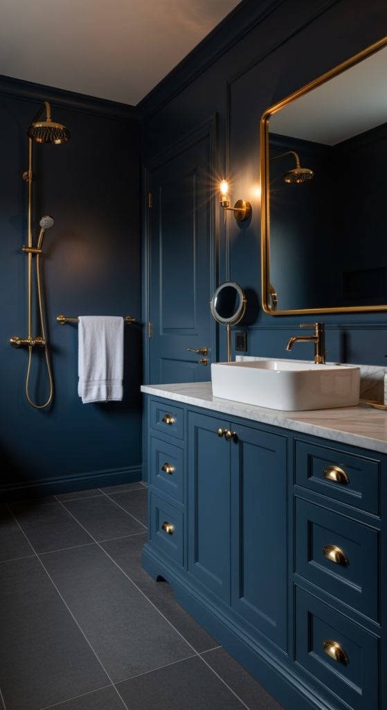 Why Are Moody Blue Bathrooms Making Everyone Question Their Beige Life Choices?