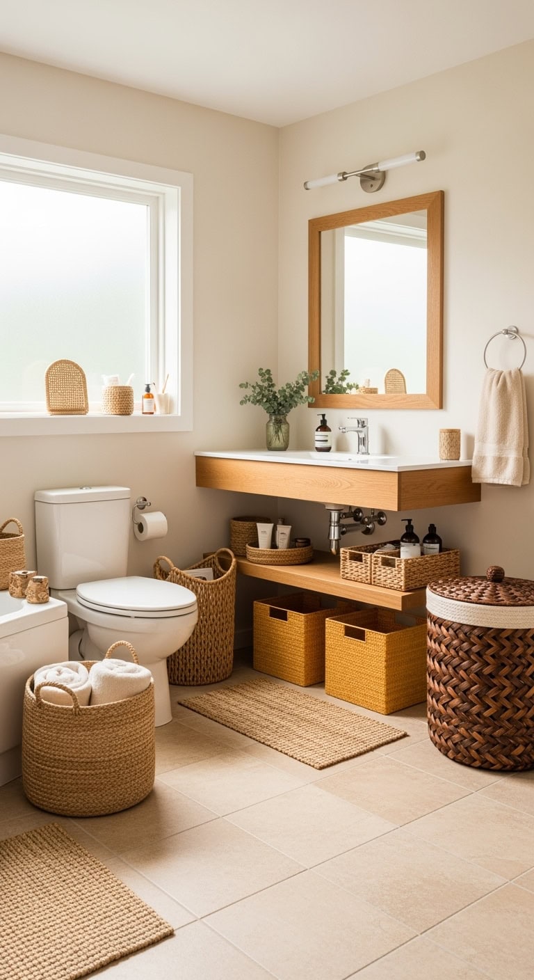 boho chic bathroom storage solutions