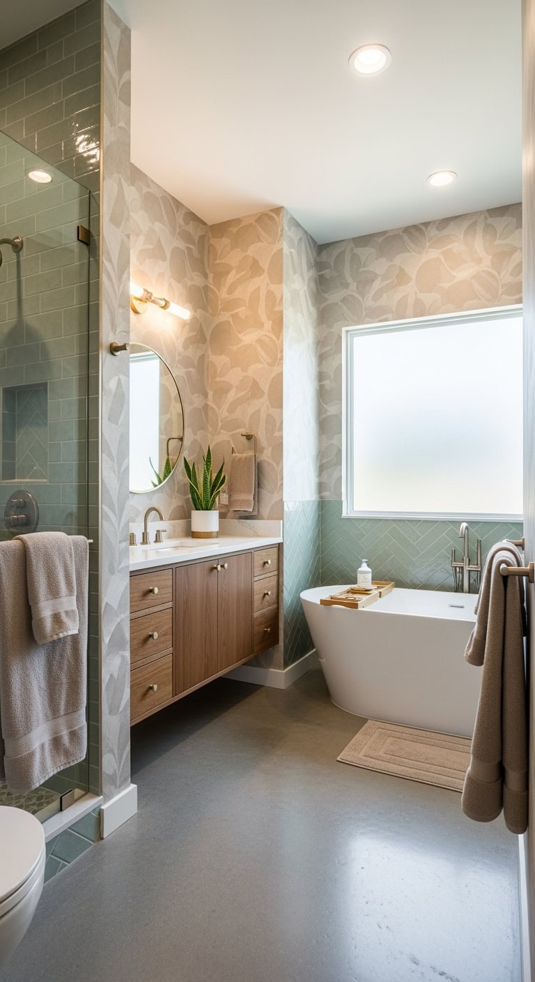 botanical inspired serene bathroom oasis
