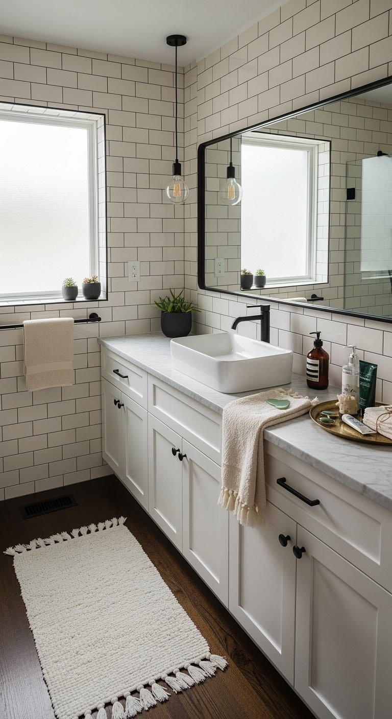 bright airy subway tile bathroom
