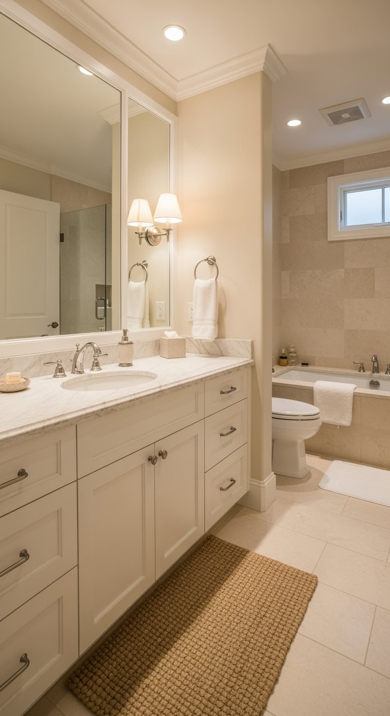 calm neutral toned bathroom decor