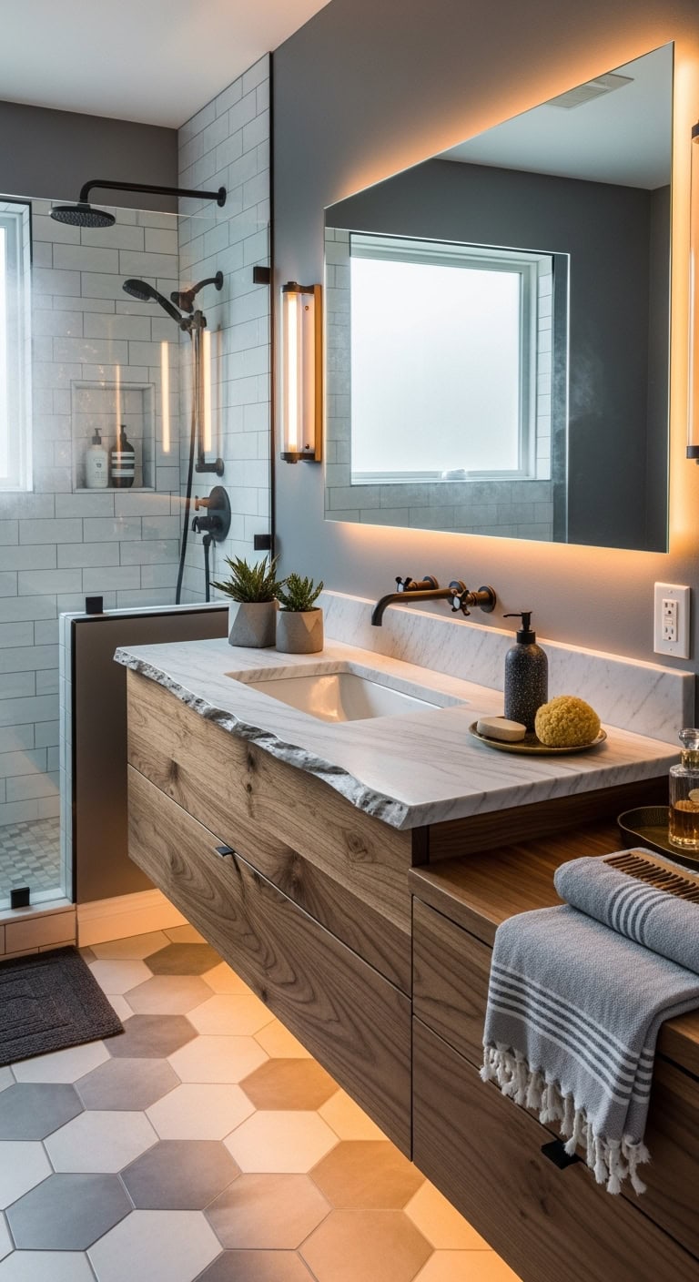 charcoal led bathroom mood lighting