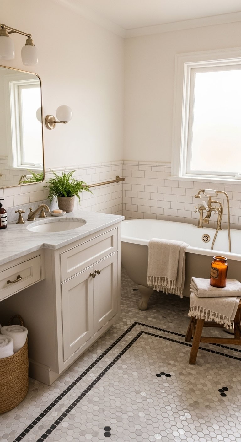 charming vintage inspired bathroom floor details