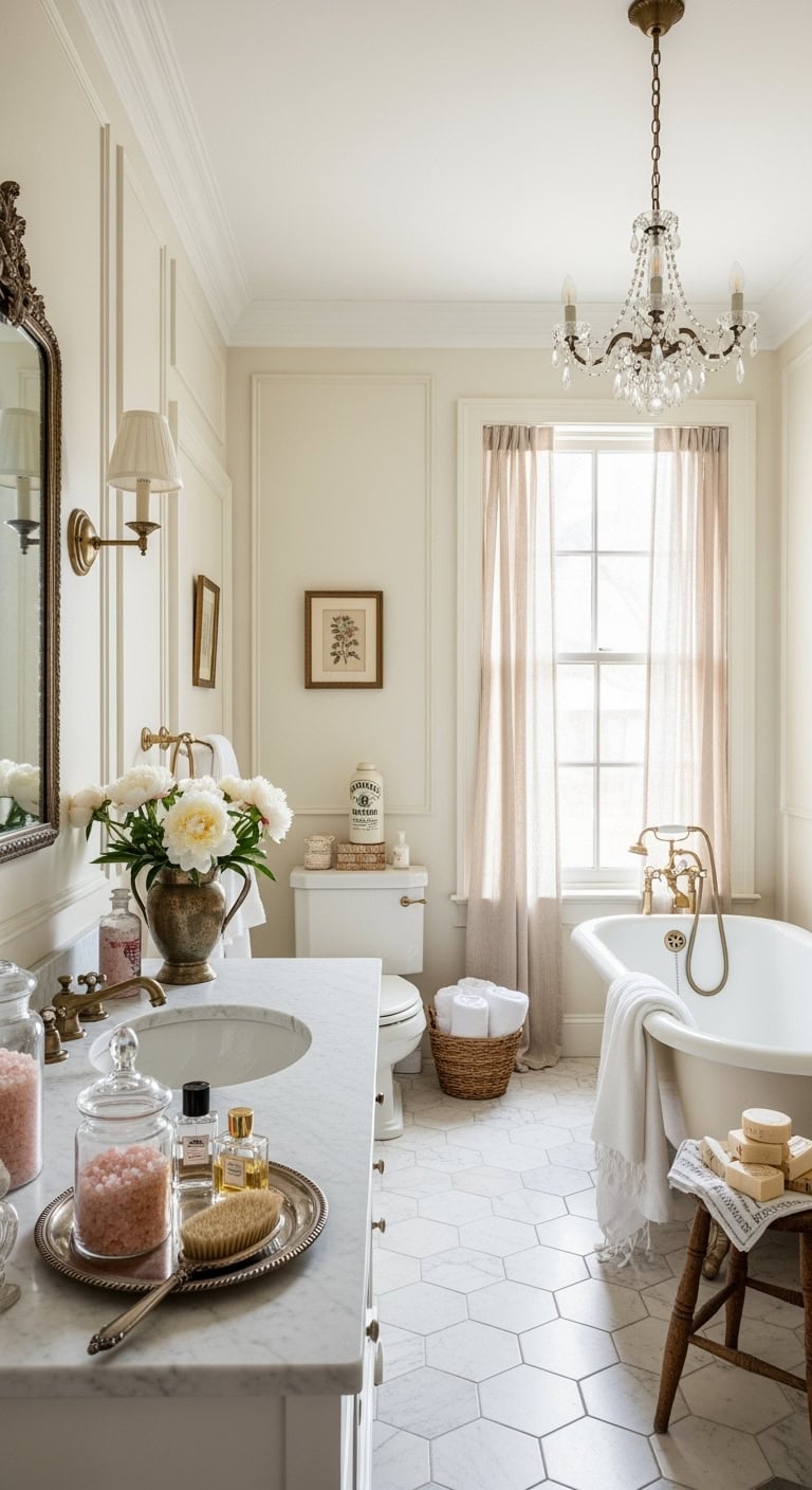 chic elegant parisian apartment bathroom