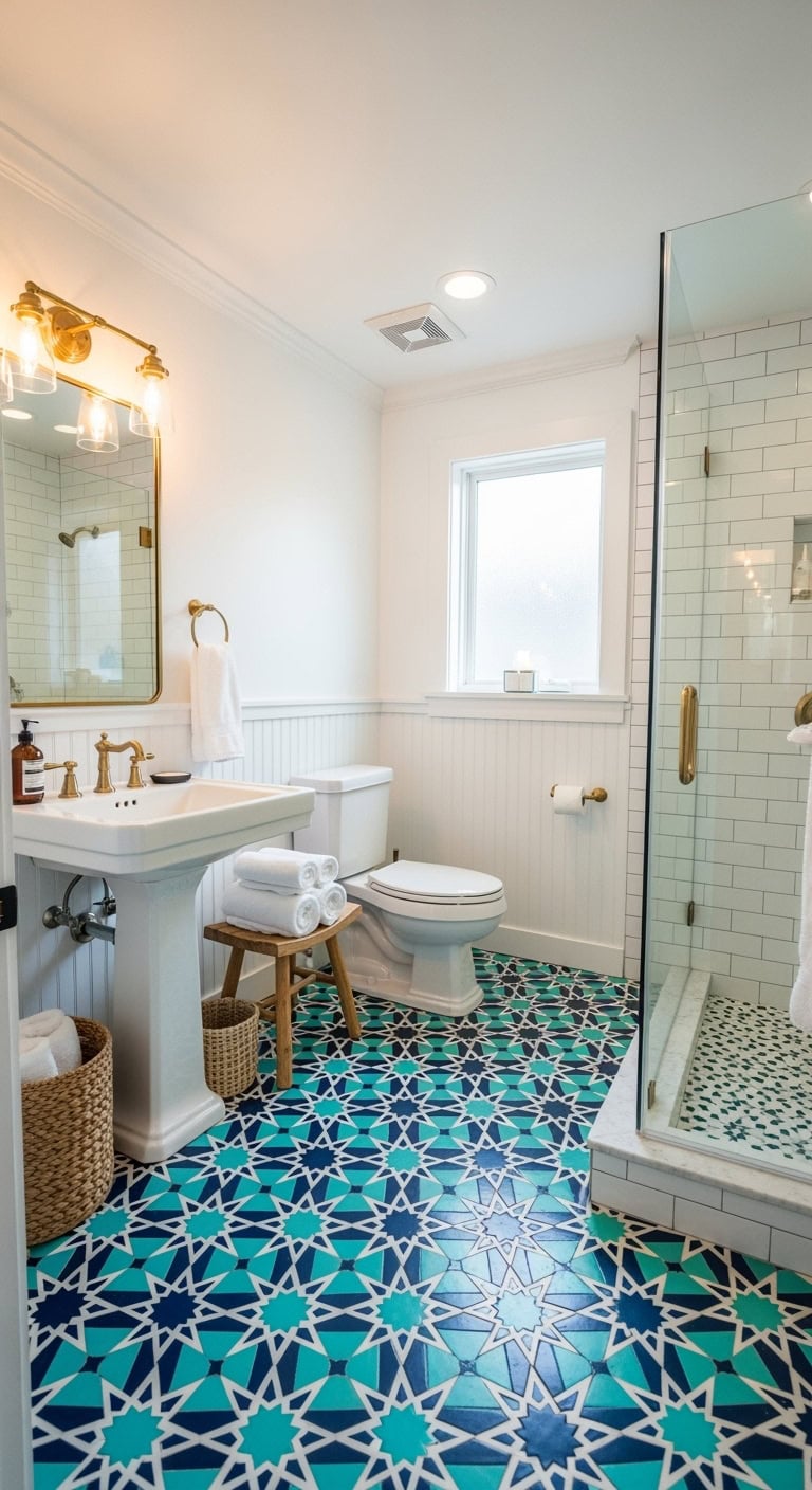 chic turquoise moroccan bathroom oasis