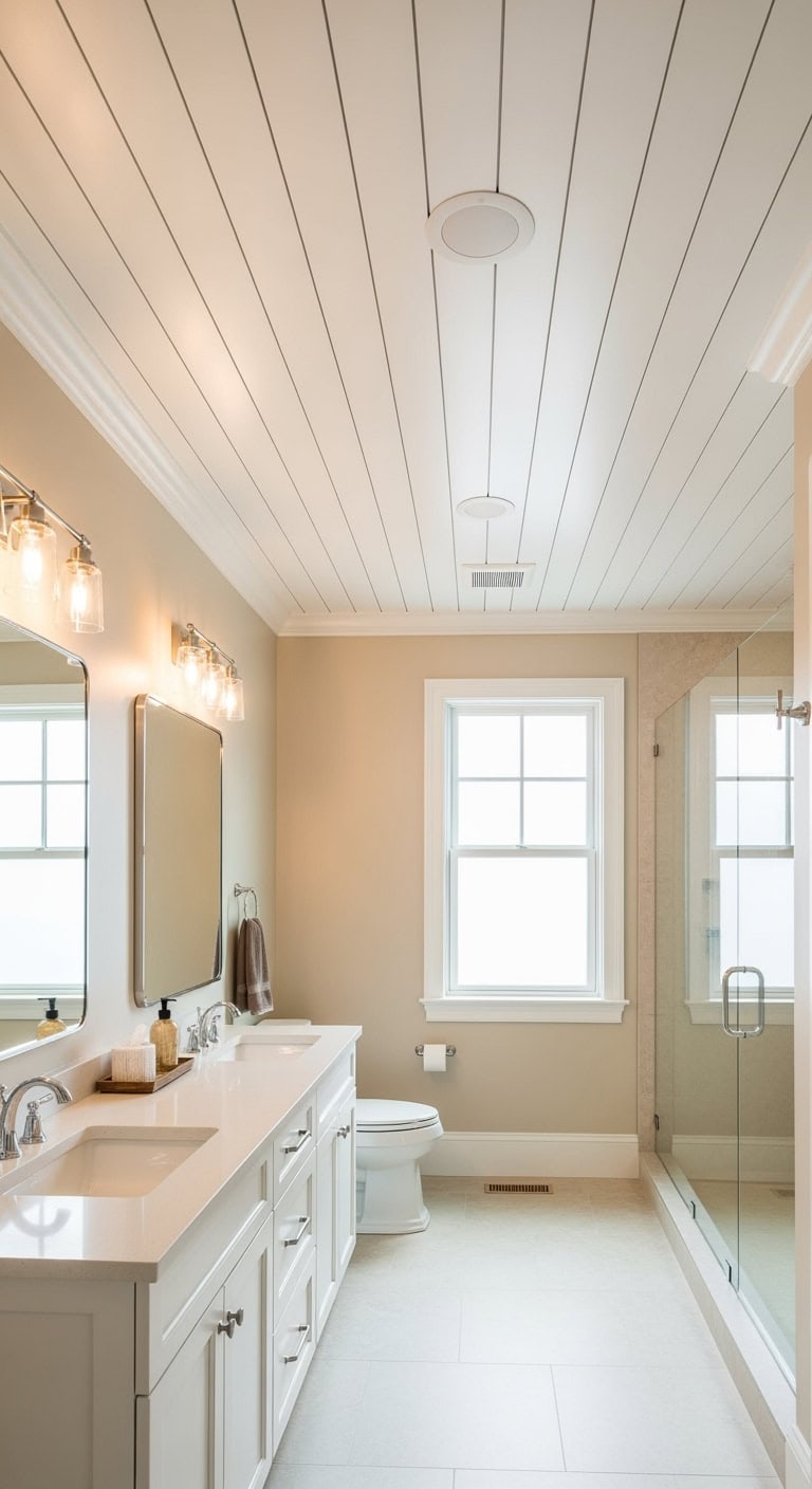 coastal cottage cozy shiplap ceiling