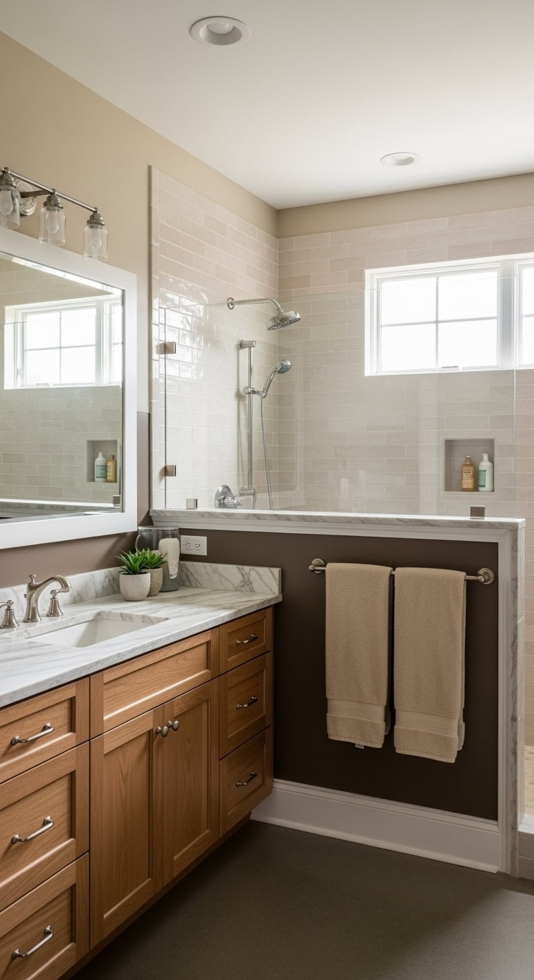 cohesive calming two tone bathroom paint techniques