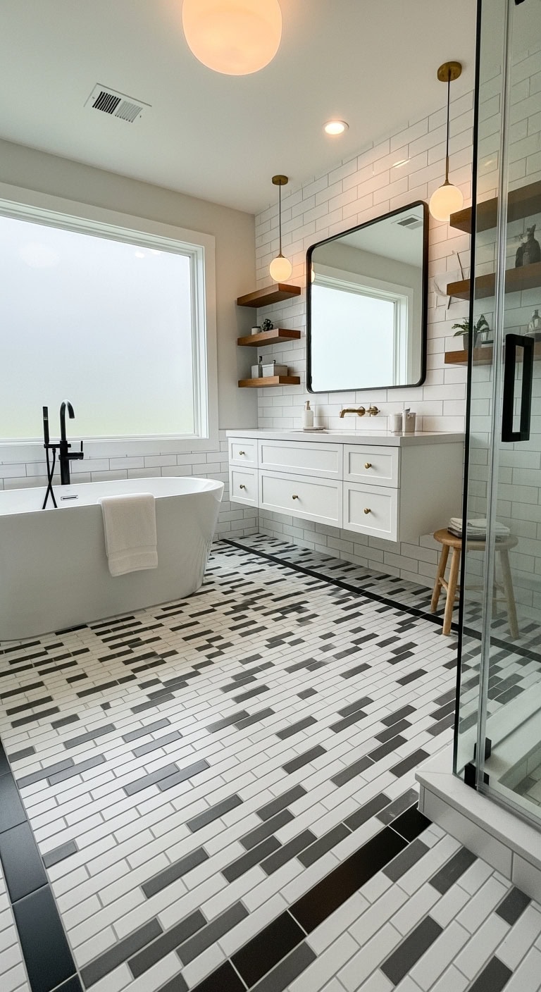 contemporary basketweave floor design