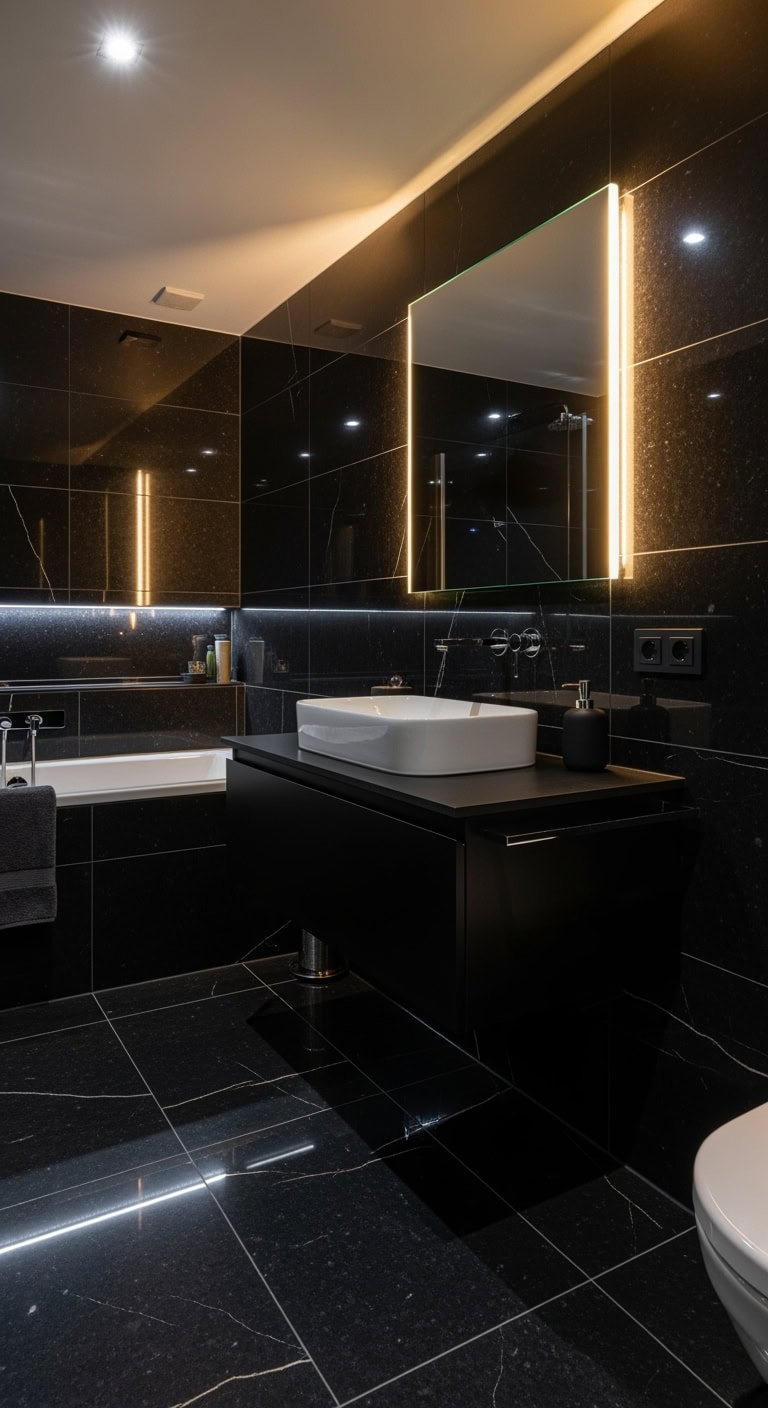 contemporary sleek monochrome bathroom