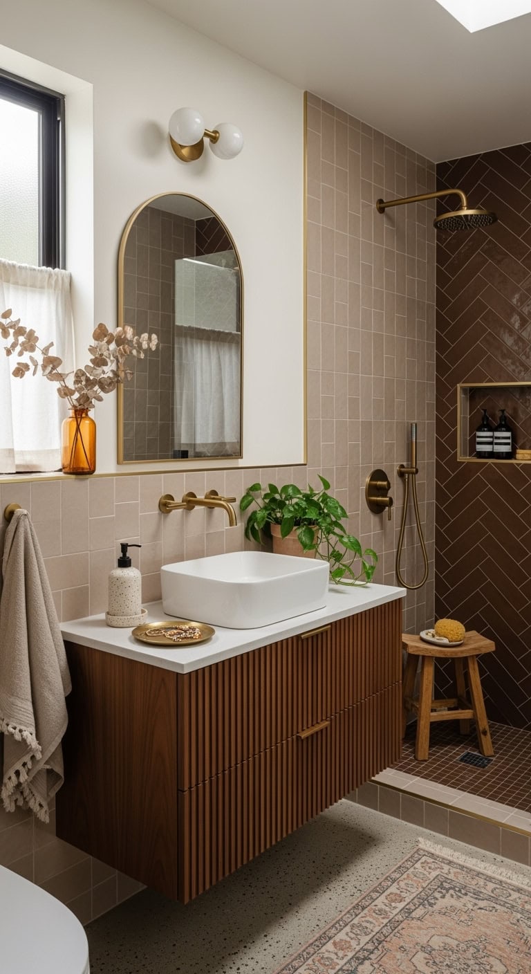 cozy chic earth toned subway tiles