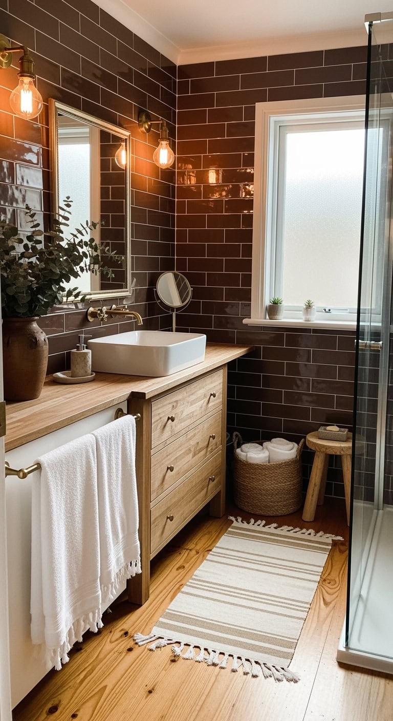 cozy chocolate inspired bathroom design