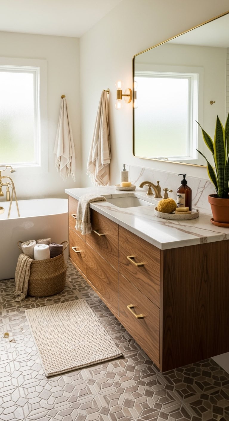 cozy geometric cappuccino mosaic floors