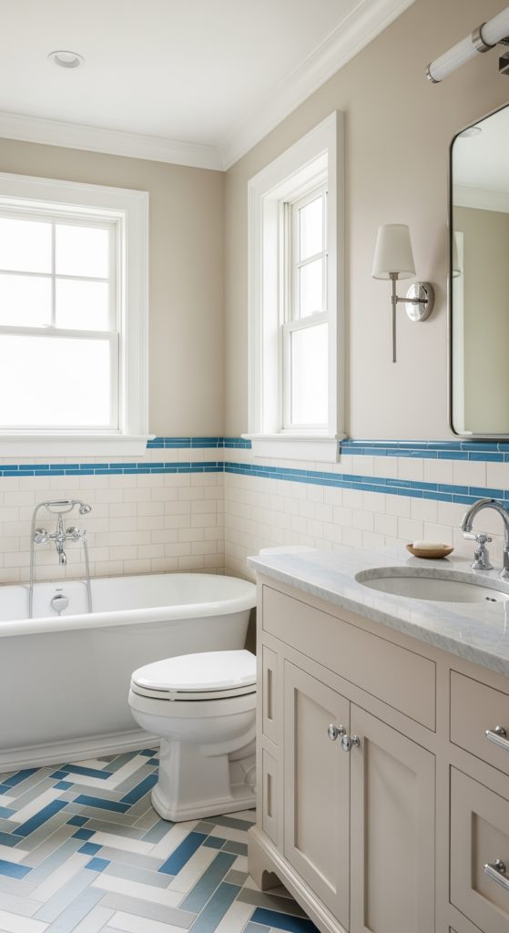 23 Stunning Beige and Blue Bathroom