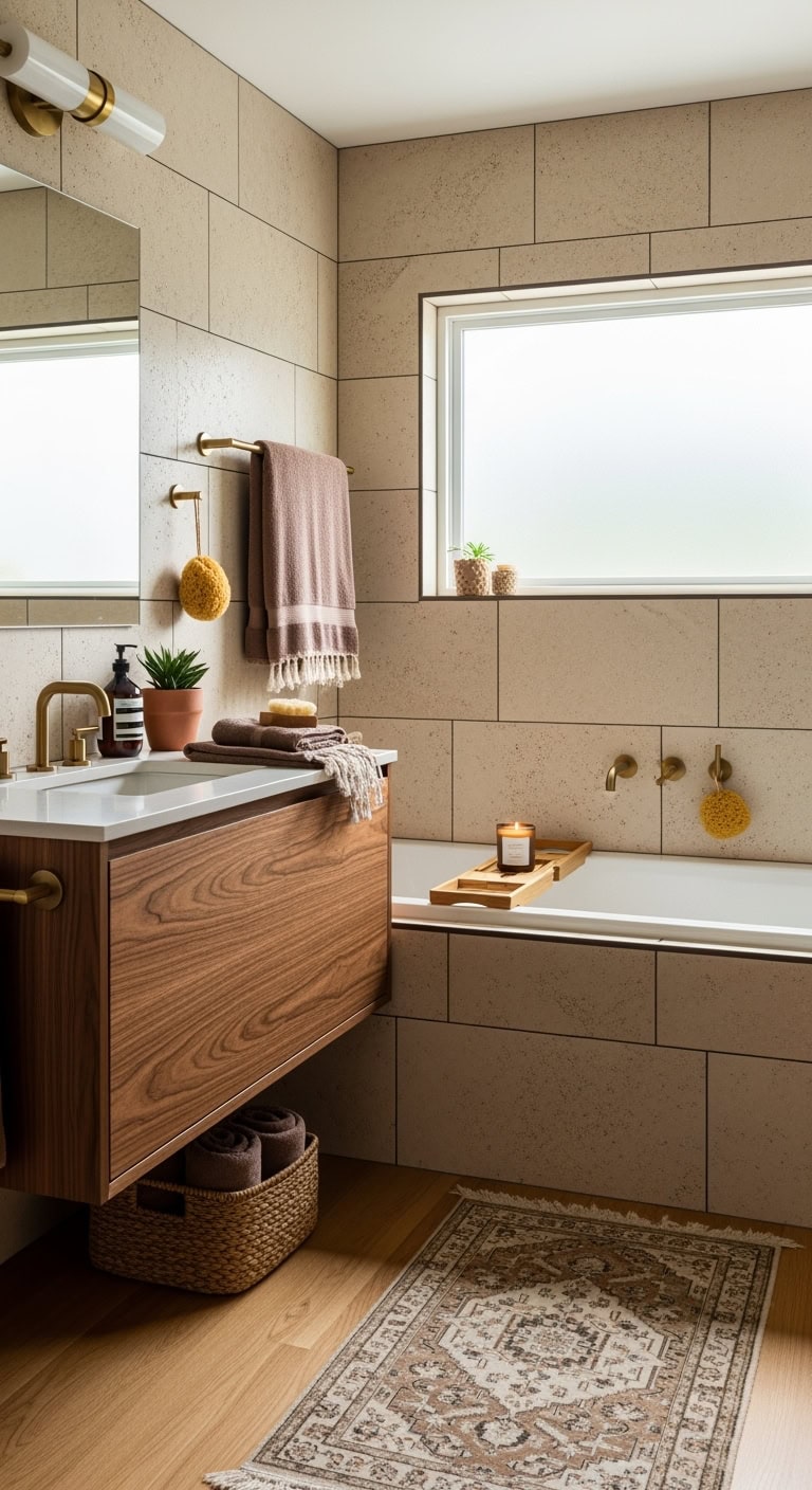 cozy sophisticated oatmeal bathroom retreat