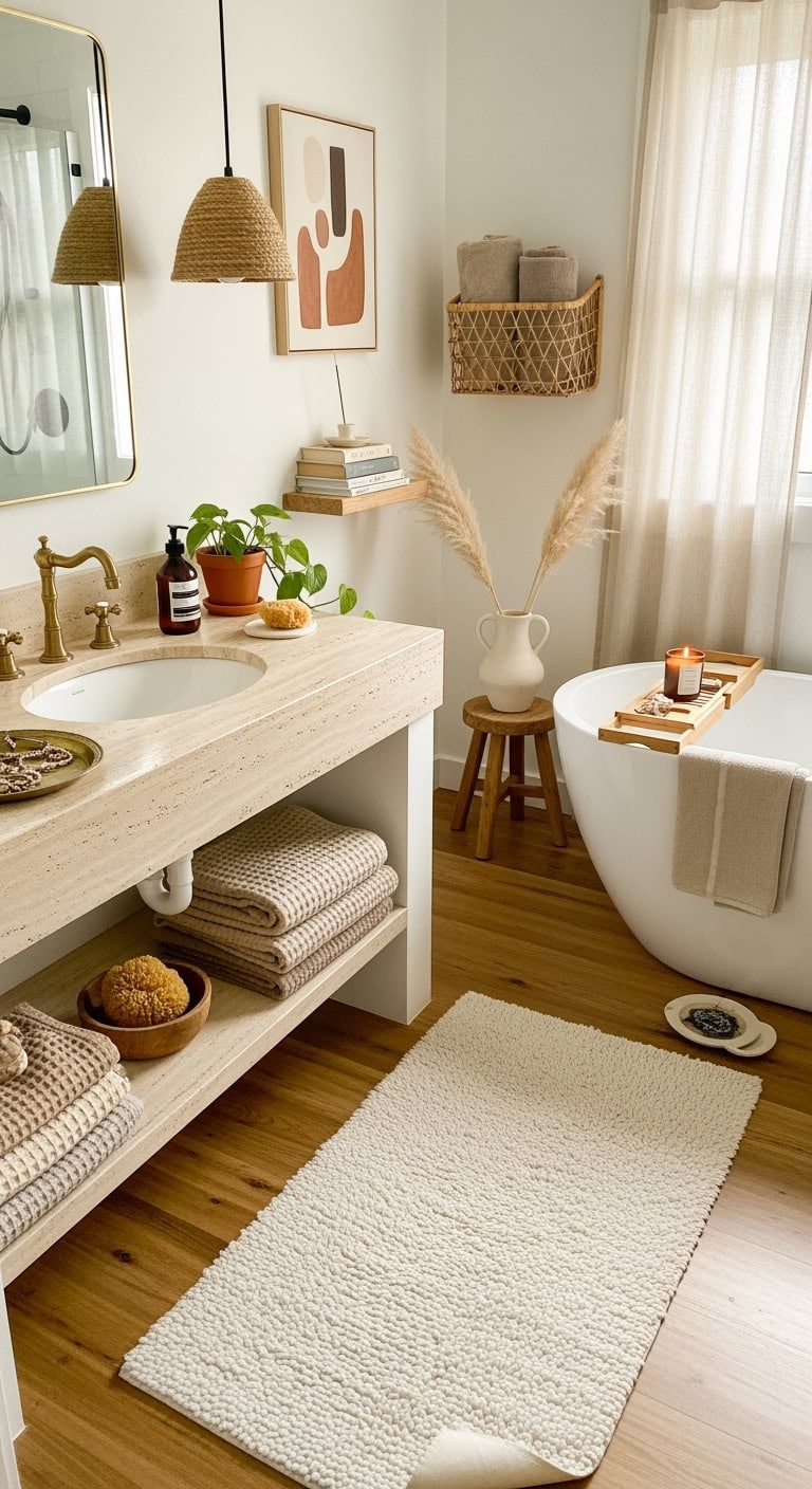 cozy spa like bathroom experience