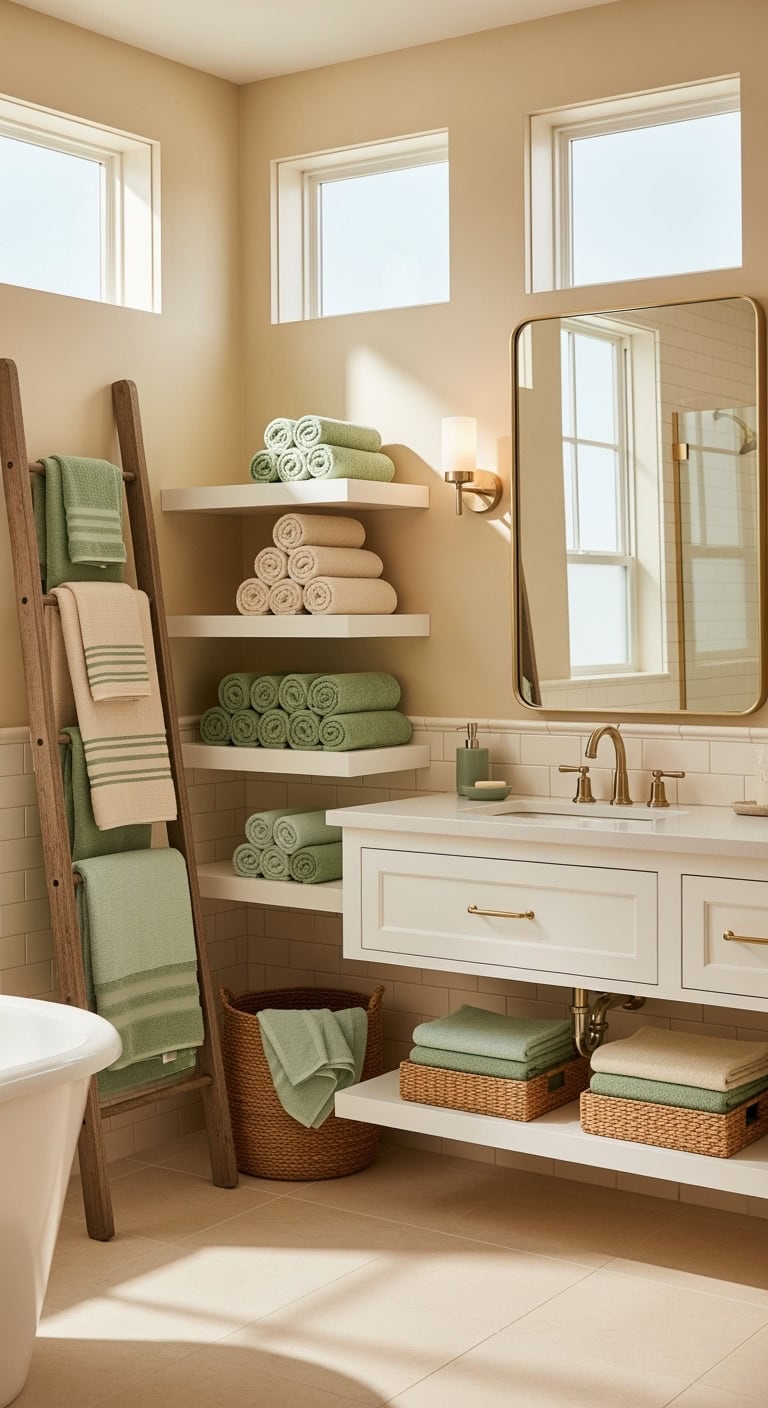 cozy spa like pistachio green towel display