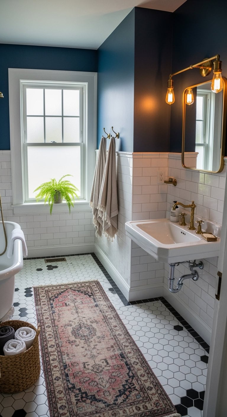 cozy vintage bathroom rug coordination