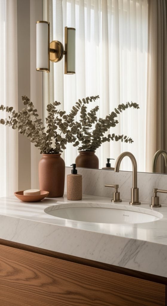 When Did Cream and Brown Bathroom Vibes Become This Ridiculously Chic?