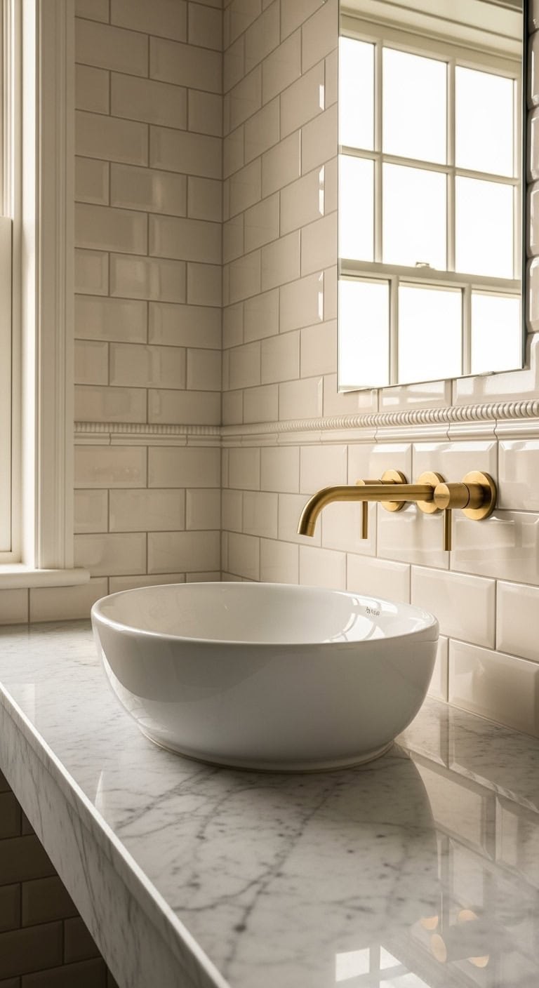 cream tile resolves bathroom drama