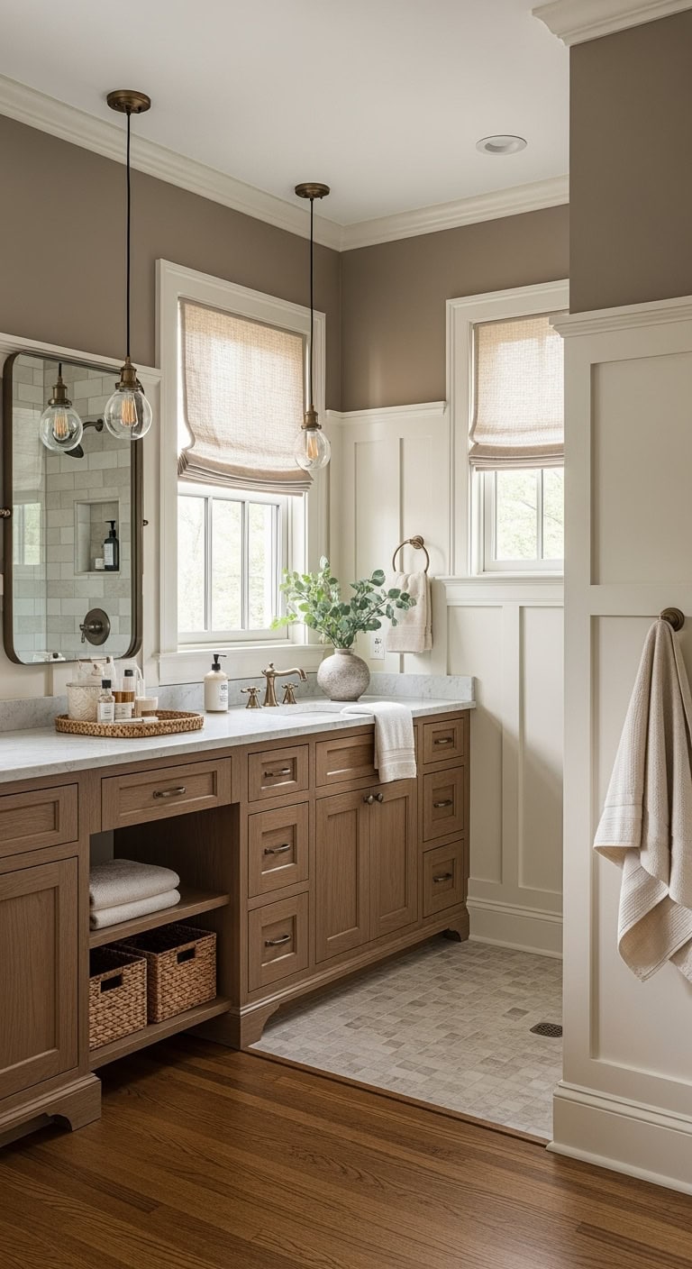 cream wainscoting as neutral backdrop
