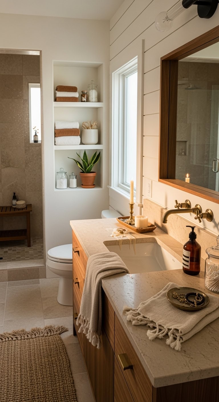 creamy textured versatile farmhouse chic bathroom walls
