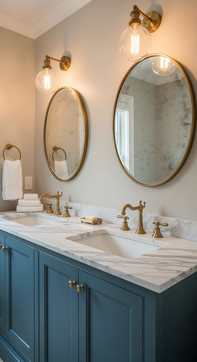 curated blue marble bathroom aesthetics